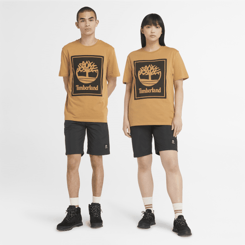 T-shirt da All Gender Stack Logo in arancione/nero, arancione, Taglia: L - Timberland - Modalova