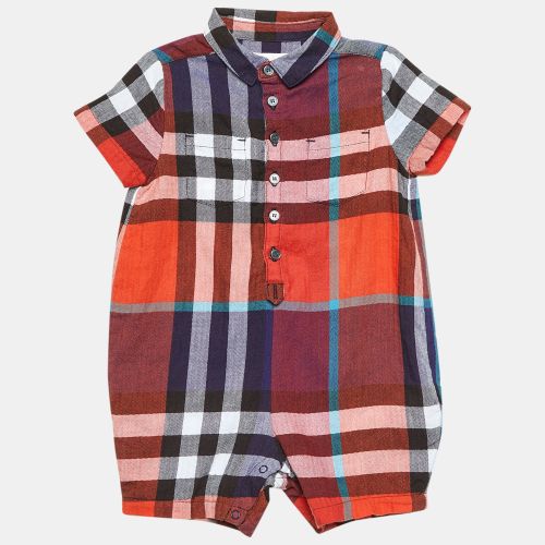 Children Tartan Check Herringbone Cotton Onesie 9 M - Burberry - Modalova