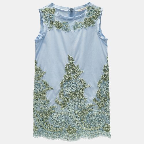 Junior Cotton Lace Patch Detail Sleeveless Dress 8 Yrs - Ermanno Scervino - Modalova