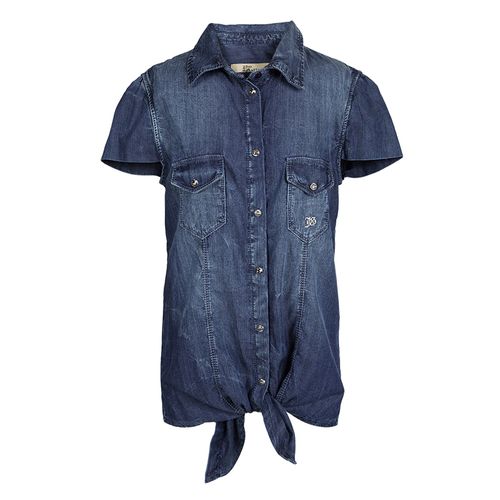 Kids Indigo Washed Faded Effect Denim Tie Bottom Shirt 14 Yrs - John Galliano - Modalova