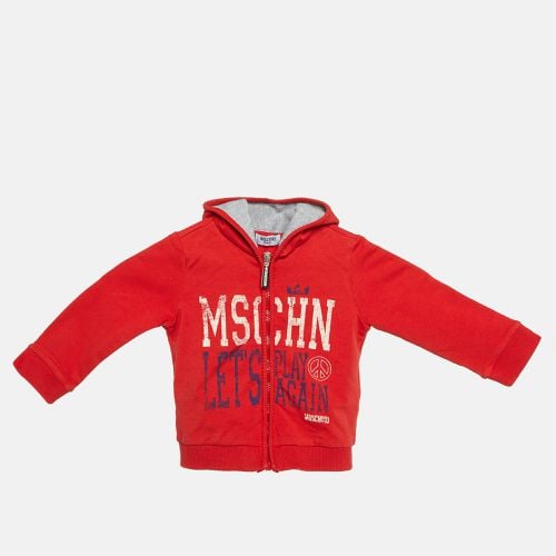 Baby Logo Print Cotton Hooded Jacket 9/12M - Moschino - Modalova