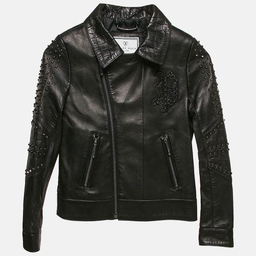 Junior Textured Leather Stud Detail Biker Jacket 8 Yrs - Philipp Plein - Modalova