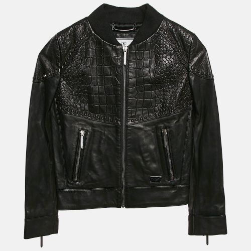 Junior Crocodile Textured Leather Stud Detail Biker Jacket 8 Yrs - Philipp Plein - Modalova