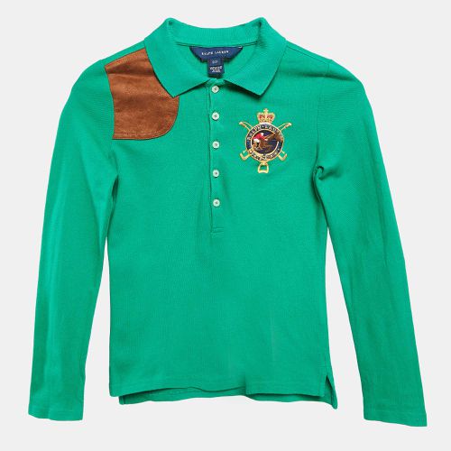 Kids Suede Trim Pique Cotton T-Shirt 7 Yrs - Ralph Lauren - Modalova