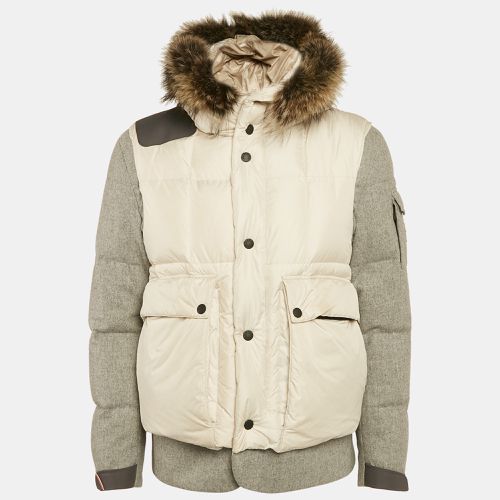 Coyote Fur Trim Synthetic and Wool Colmiane Guibbotto Down Jacket L - Moncler - Modalova