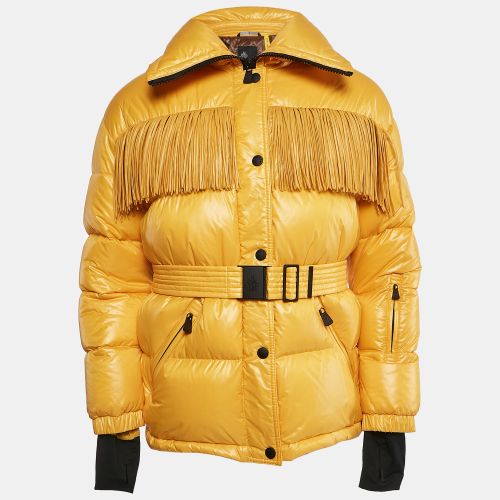 Nylon Button Front Fringe Detail Quilted Down Jacket L - Moncler - Modalova