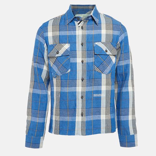 Tartan Check Linen Blend Long Sleeve Shirt XS - Off-White - Modalova