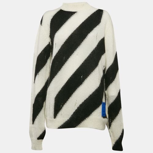 White Diag Ribbed Mohair Sweater M - Off-White - Modalova