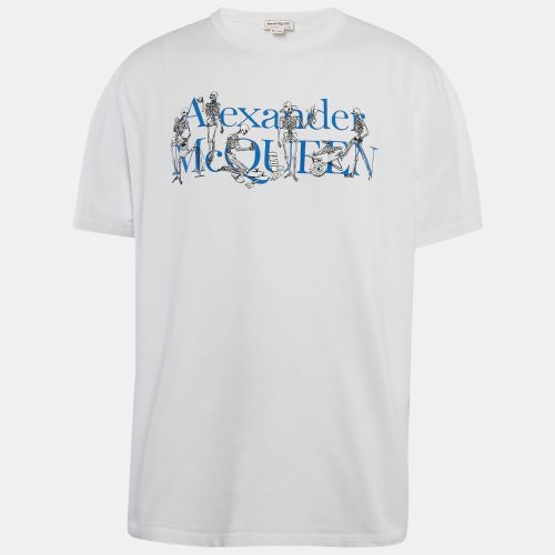 Skeleton Embroidery and Logo Print Cotton T-Shirt XL - Alexander McQueen - Modalova