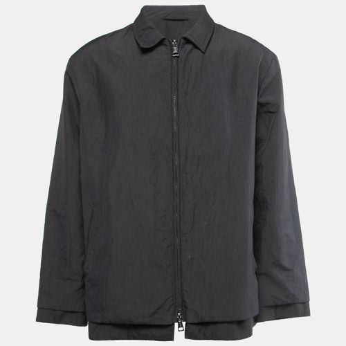 Textured Cotton Zip Front Jacket L - Armani Collezioni - Modalova