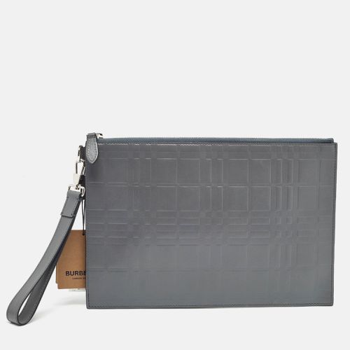 Check Embossed Leather Edin Zip Pouch - Burberry - Modalova