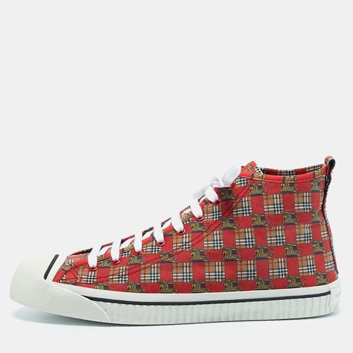 Check Fabric Kingly High Top Sneakers Size 45 - Burberry - Modalova