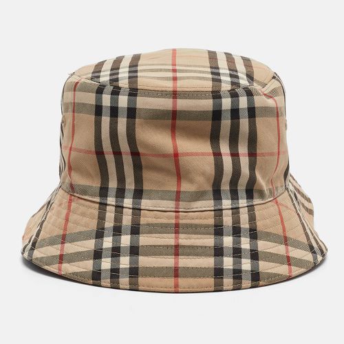 Brown Vintage Checks Cotton Blend Bucket Hat L - Burberry - Modalova