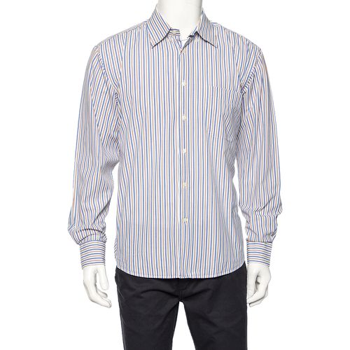 Striped Cotton Button Front Shirt L - Balmain - Modalova