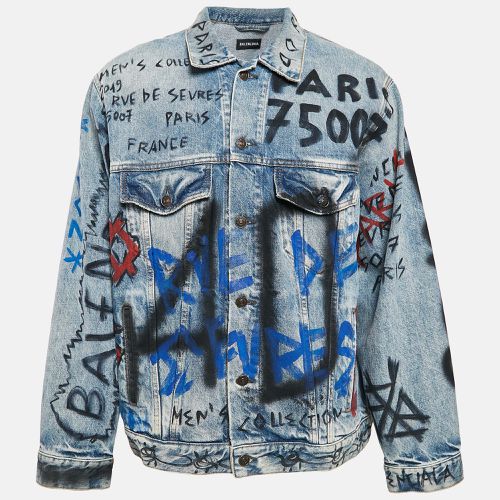 Graphic Print Denim Oversized Jacket XS - Balenciaga - Modalova