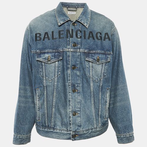 Logo Embroidery Denim Button Front Jacket M - Balenciaga - Modalova