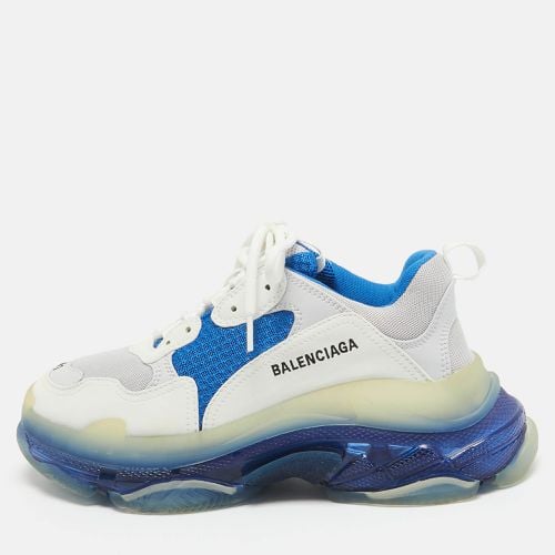 Blue Leather and Mesh Triple S Clear Sole Sneakers Size 41 - Balenciaga - Modalova