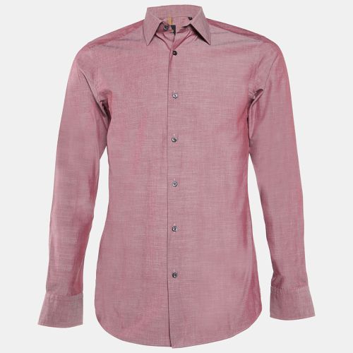 Maroon Cotton Slim Fit Long Sleeve Shirt S - Boss By Hugo Boss - Modalova