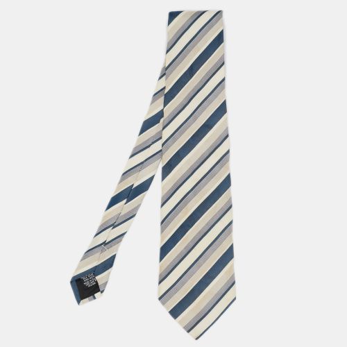 Beige Diagonal Striped Silk Tie - Boss By Hugo Boss - Modalova