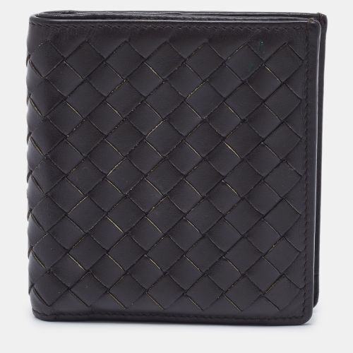 Dark Intrecciato Leather Bifold Wallet - Bottega Veneta - Modalova