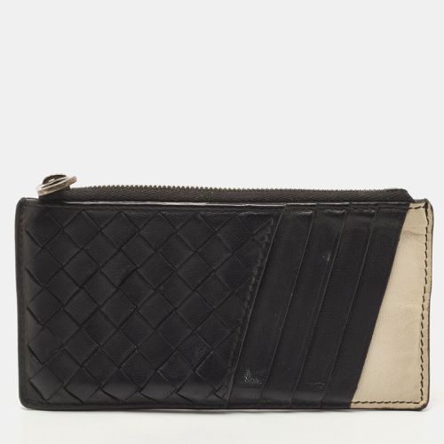 White Intrecciato Leather Zip Card Holder - Bottega Veneta - Modalova