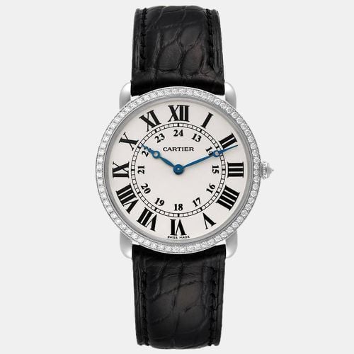 Diamond 18k White Gold Ronde Louis WR000551 Manual Winding Men's Wristwatch 36 mm - Cartier - Modalova