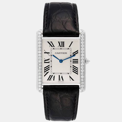 Diamond 18k White Gold Tank Louis WT200006 Manual Winding Men's Wristwatch 35 mm - Cartier - Modalova