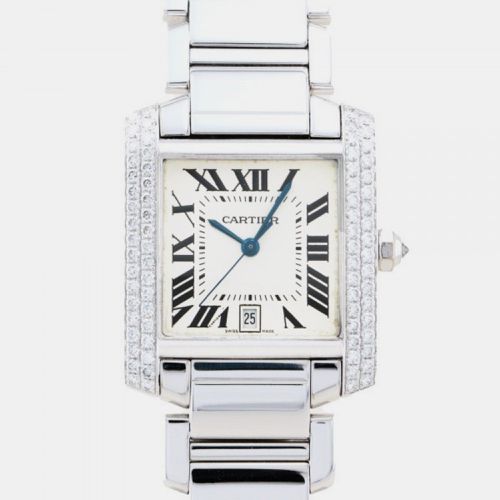 K White Gold Tank Francaise WE1003SF Automatic Men's Wristwatch 28 mm - Cartier - Modalova