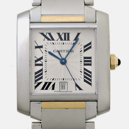 K Yellow Gold Stainless Steel Tank Francaise Automatic Men's Wristwatch 28 mm - Cartier - Modalova