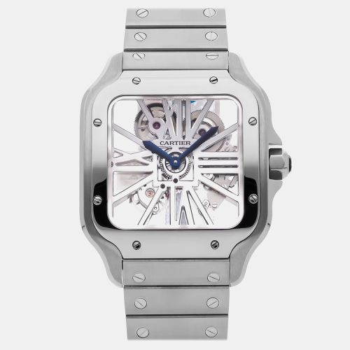 Skeleton Stainless Steel Santos WHSA0015 Manual Winding Men's Wristwatch 39 mm - Cartier - Modalova