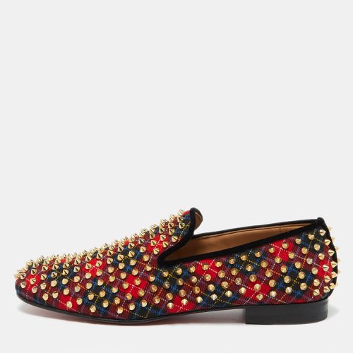 Red Plaid Tartan Rollerboy Spikes Smoking Slippers Size 43.5 - Christian Louboutin - Modalova