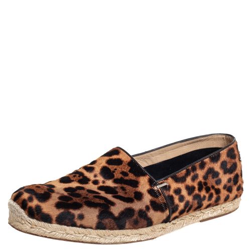 Beige Leopard Print Calf Hair Slip On Espadrilles Size 43 - Christian Louboutin - Modalova