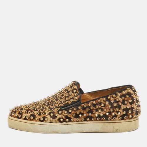 Beige/ Leopard Print Calf Hair Spike Pik Boat Sneakers Size 40.5 - Christian Louboutin - Modalova