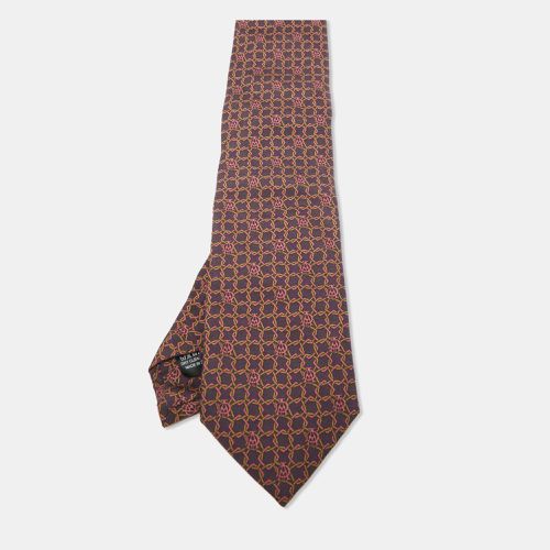 Dark Geometric Print Silk Tie - Dunhill - Modalova