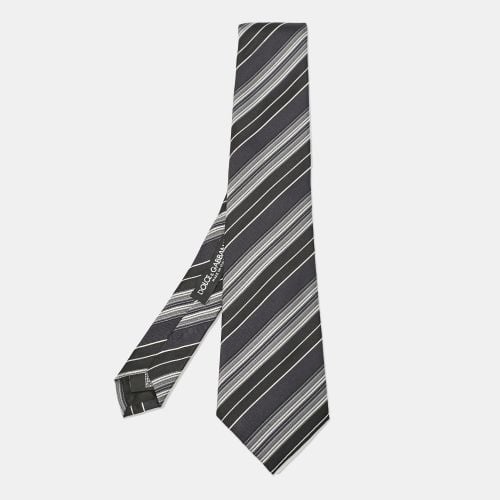 Diagonal Striped Silk Tie - Dolce & Gabbana - Modalova