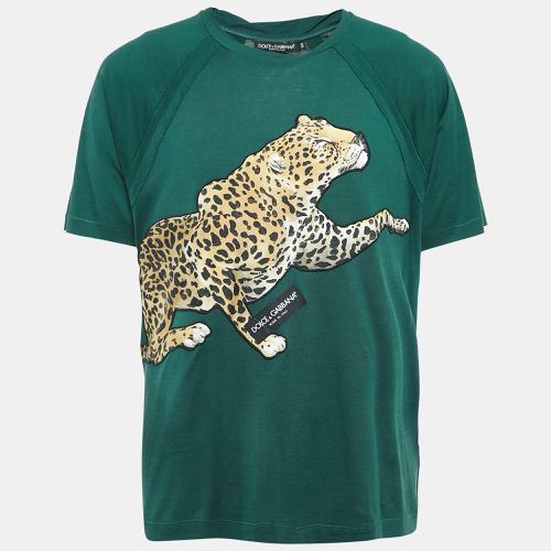 Leopard Applique Cotton Jersey T-Shirt L - Dolce & Gabbana - Modalova