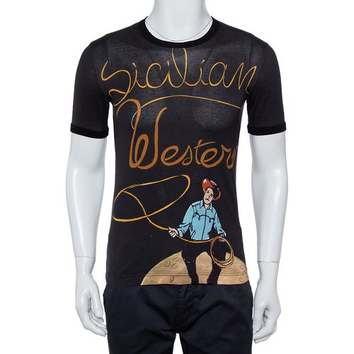 Sicilian Western Printed Cotton Crewneck T-Shirt XS - Dolce & Gabbana - Modalova