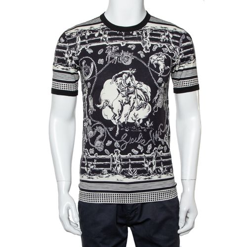 Monochrome Printed Cotton Crewneck T-Shirt XS - Dolce & Gabbana - Modalova