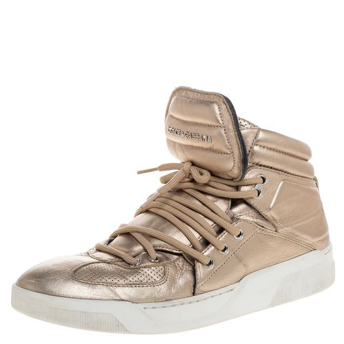 Metallic Leather Flag High Top Sneakers Size 43 - Dolce & Gabbana - Modalova