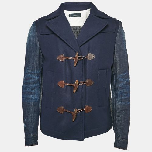 Navy Wool Knit and Denim Short Duffle Jacket M - Dsquared2 - Modalova