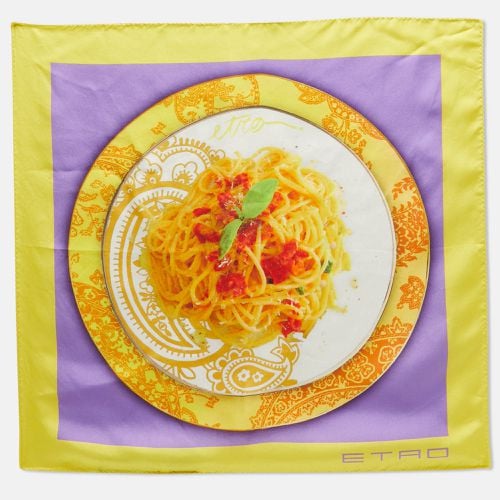 Purple Spaghetti Print Silk Pocket Square - Etro - Modalova