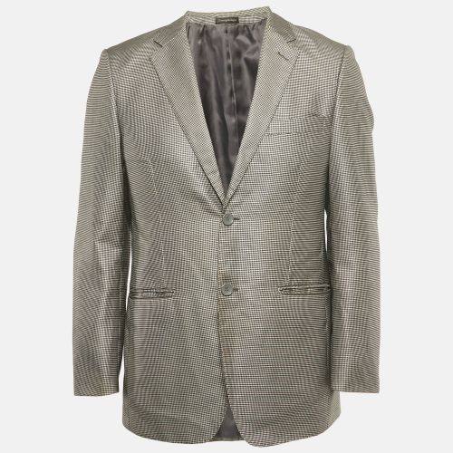Grey Houndstooth Wool Blend Single Breasted Blazer M - Ermenegildo Zegna - Modalova