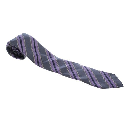 Grey and Purple Diagonal Striped Silk Jacquard Tie - Ermenegildo Zegna - Modalova