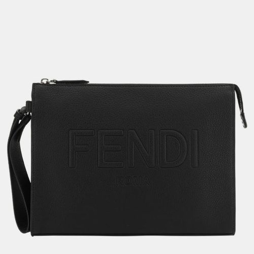 Nero Palladio Calfskin Leather Pouch - Fendi - Modalova