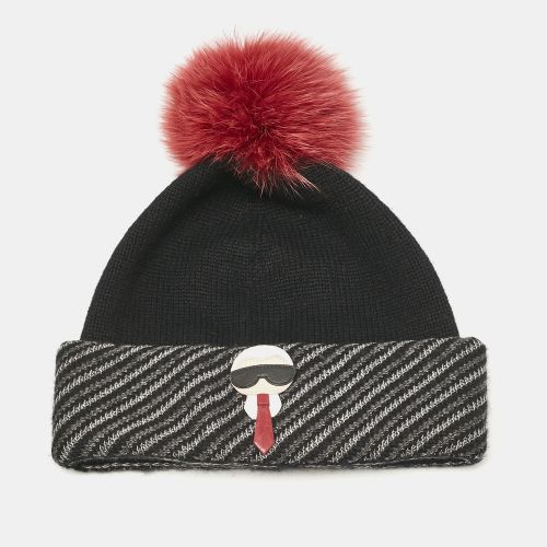 X Karl Lagerfeld Applique Cashmere Pom Pom Beanie - Fendi - Modalova