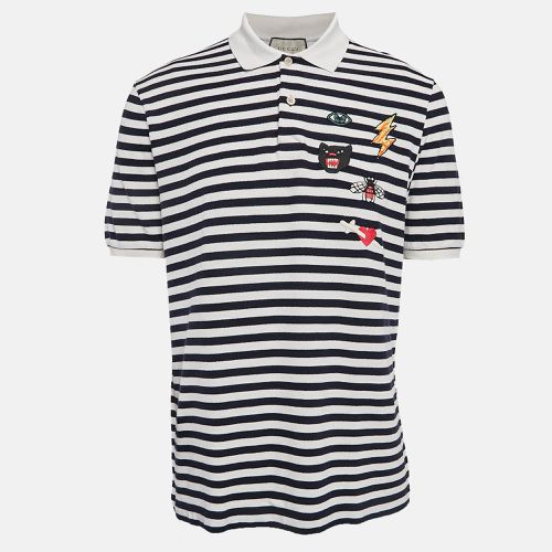 White Striped Pique Cotton Polo T-Shirt XL - Gucci - Modalova