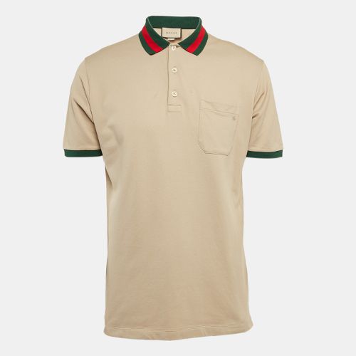 Web Collar Cotton Piquet Polo T-Shirt L - Gucci - Modalova