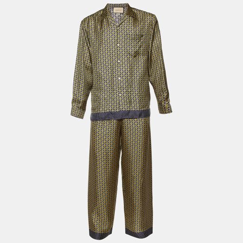 Yellow/ Logo Print Silk Shirt and Pant Set M - Gucci - Modalova