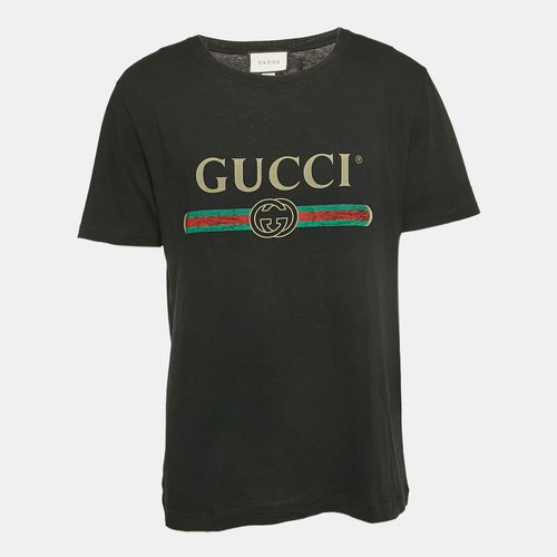 Cotton Vintage Logo Print Jersey Crew Neck T-Shirt M - Gucci - Modalova