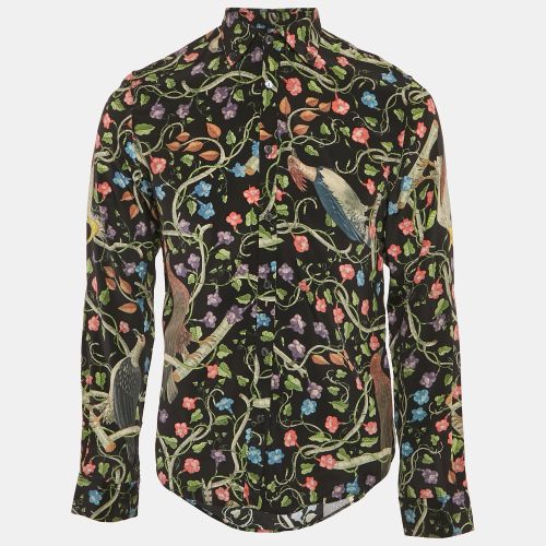 Birds Of Prey Print Silk Button Down Collar Shirt M - Gucci - Modalova